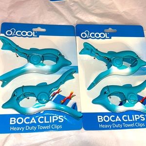 Beach Towel Dolphin clips lot of 2. O2Cool 2pc 4” wide heavy duty clips New
